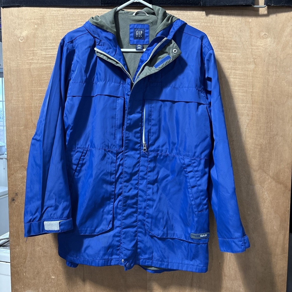 Gap Boys Blue Hooded Zip Rain Jacket XXL 14-16